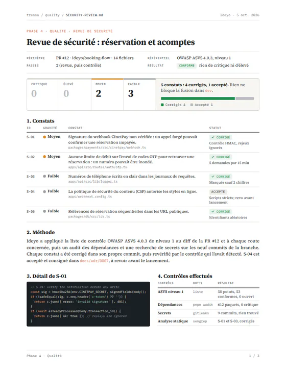 Vignette du document « Sécurité » du projet d’exemple